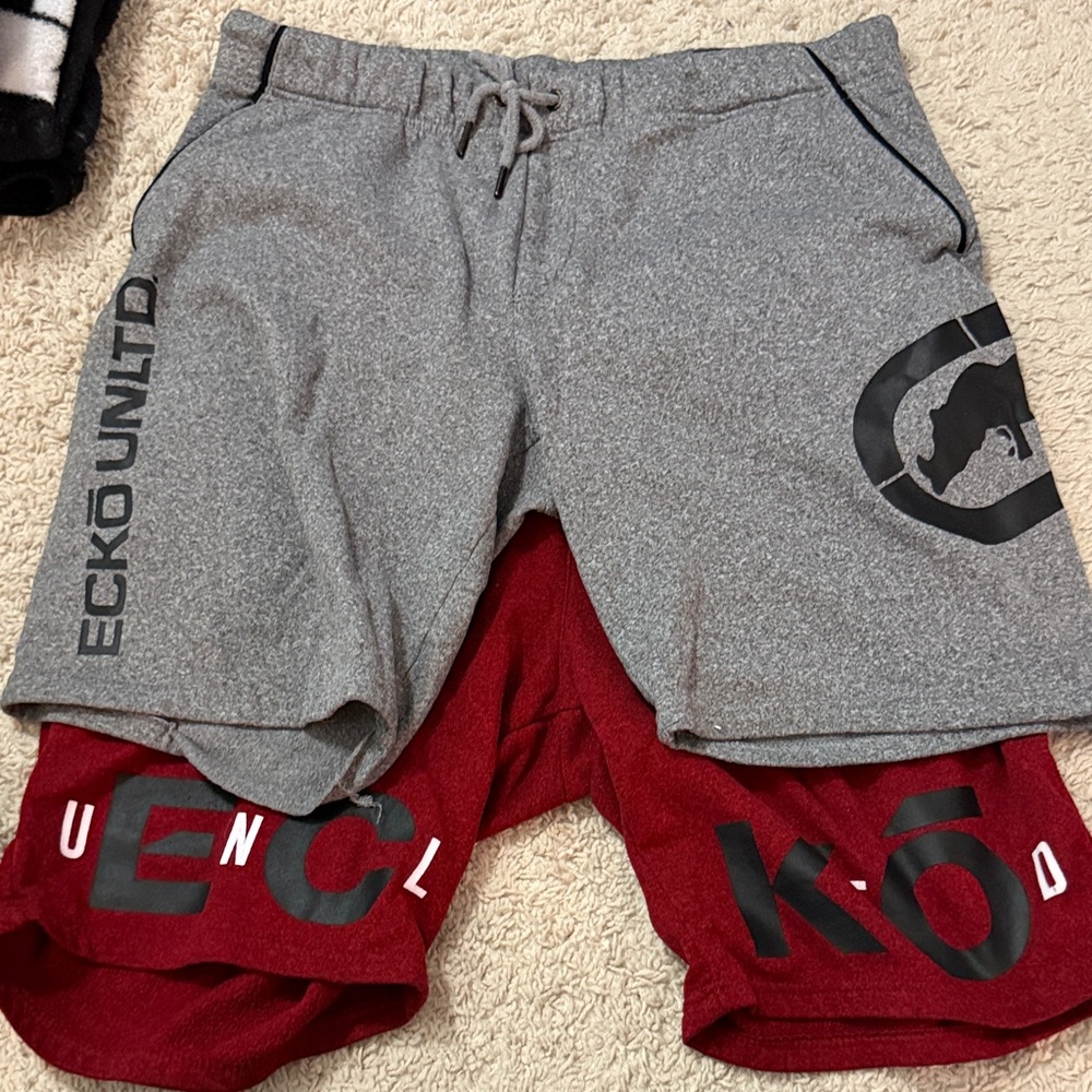 Ecko Unlimited Men's Gray and Red Athletic Shorts Size XL Bundle